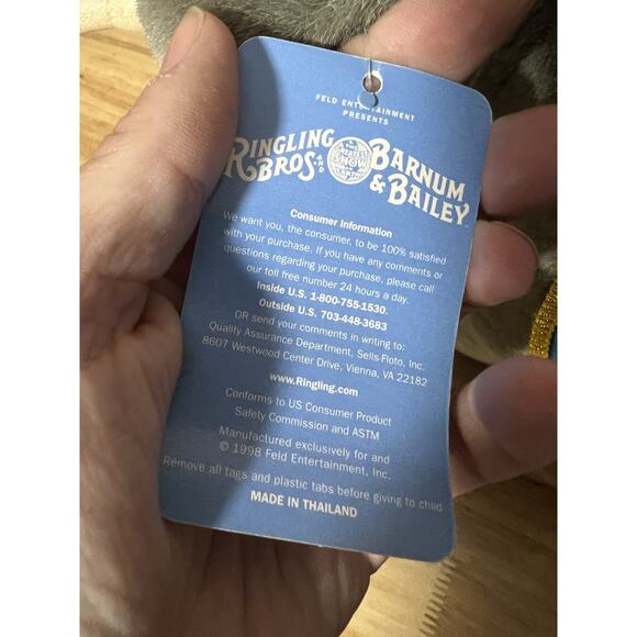 Rare Ringling Barnum And Baileys 129th Anniversary Elephant Plush Vintage 1998 - Picture 7 of 13